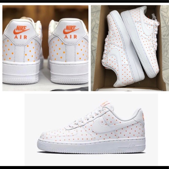 orange polka dot air force ones